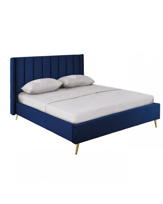 Ε8803,3 PASSION Κρεβάτι Διπλό για Στρώμα 160x200cm, Ύφασμα Velure Απόχρωση Μπλε
