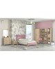 set-No64-latte-90-pink Children's Room Set Latte / Fabric Pink 8pcs with Bed for Mattress 90x190cm.