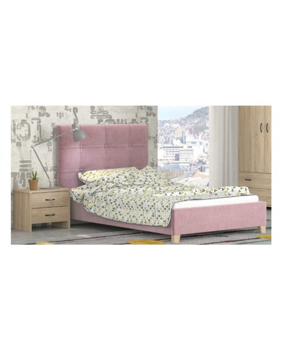 No64-yf-pink-110 N64 Κρεβάτι Ημίδιπλο (για στρώμα 110x190) Ύφασμα  Ροζ 