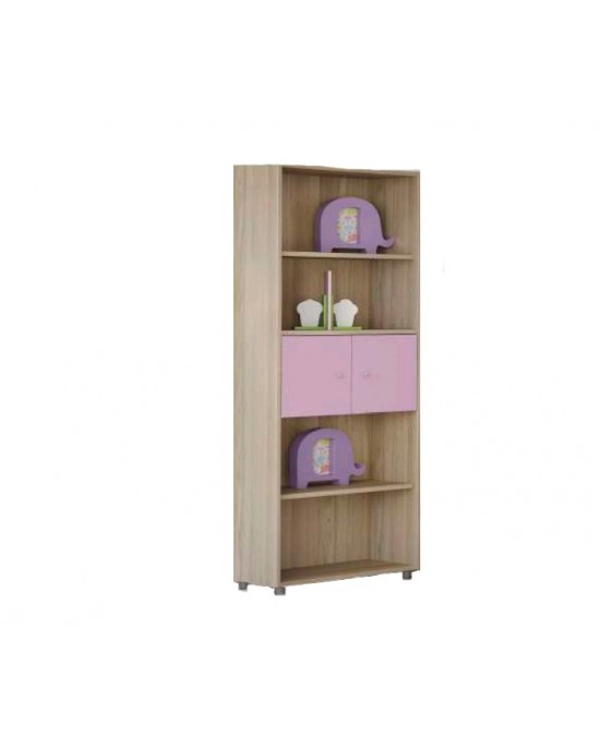 n1-double-bookcase-pink Double Bookcase 73.2x35x180cm Melamine LATTE-LIGHT PURPLE/PINK