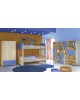 set-No4-latte-90-Blue Children's Room Set Melamine Latte / Blue 6pcs with Beds for Mattress 90x190cm.