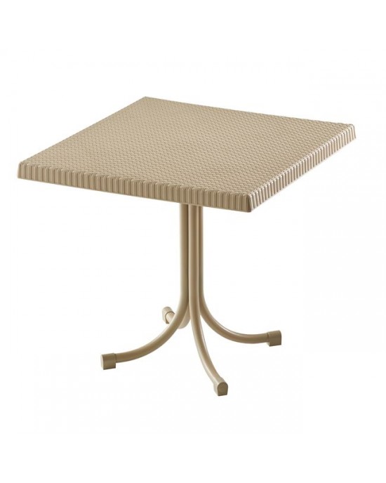 Ε394,1 RONY Table 80x80 PP/Metal Cappuccino (Rattan Look)