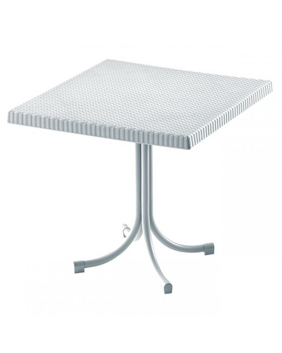 Ε394,2 RONY Table 80x80 PP/Metal White (Rattan Look)