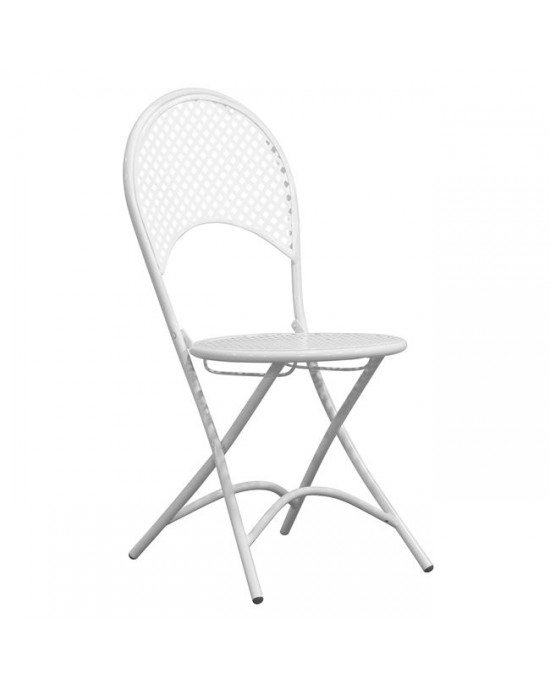 Ε5146,1 RONDO Καρέκλα Πτυσσόμενη, Μέταλλο Mesh Βαφή Άσπρο 1 pack / 2 pcs-42x54x85cm