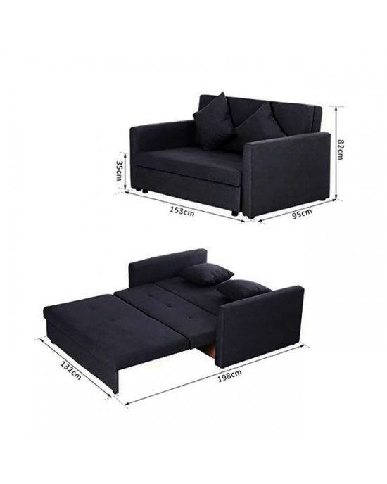 Ε9400,2 ELINA Sofa - Living Room - Living Room Bed, Fabric Black 153x95x82cm Bed:198x132x35cm