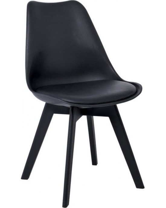 ΕΜ137,2 MARTIN-II Chair PP Black (assembled cushion) 1 pack / 4 pcs