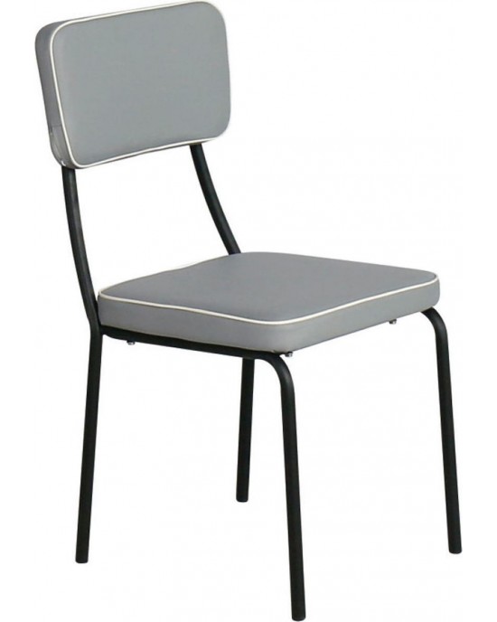 ΕΜ763,2 MARLEY Chair Black Metal/Light Grey Pu 1 pack / 4 pcs-43x53x89cm
