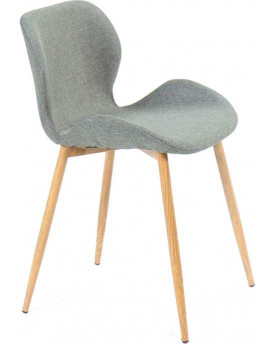 ΕΜ766,1 LILIAN Chair Metal Natural Paint/Light Grey Fabric 1 pack / 4 pcs-46x50x80cm