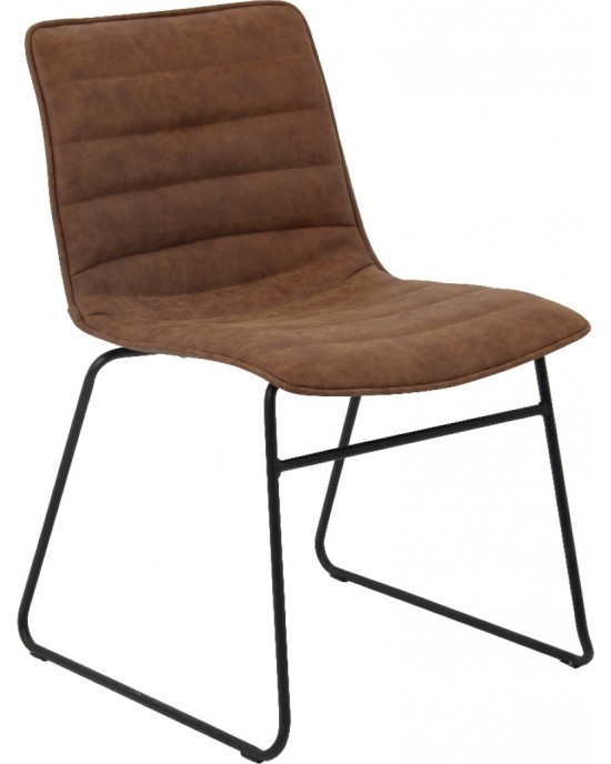 ΕΜ776,2 CONNEL Chair Black Metal/Pu Vintage Brown 1 pack / 4 pcs-46x57x77cm