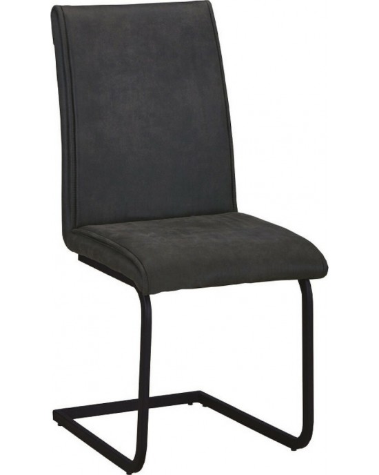 ΕΜ794,1 TORY Chair Black Metal/Suede Dark Grey Fabric 2 pack / 4 pcs