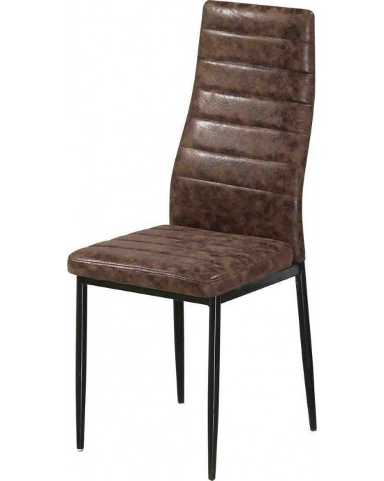 ΕΜ966Β,196 JETTA Chair Brown Suede Fabric (Black paint) 1 pack / 6 pcs