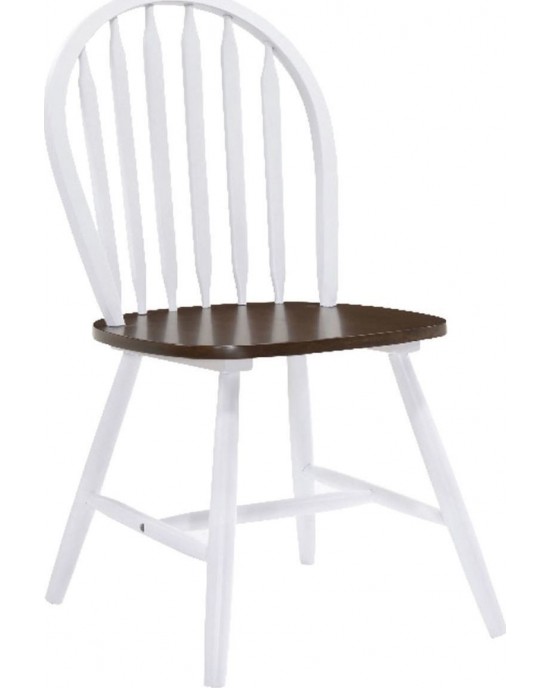 Ε7080,5 SALLY Chair White/Walnut 1 pack / 4 pcs-44x51x93cm