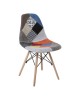 ΕΜ123,8 ART Wood Chair PP, Patchwork Fabric 1 pack / 4 pcs