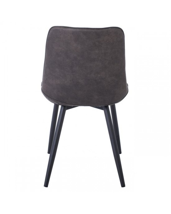 ΕΜ169,4 MORGAN Chair Steel Black Paint/Suede Grey Fabric 2 pack / 4 pcs- 53x61x86cm
