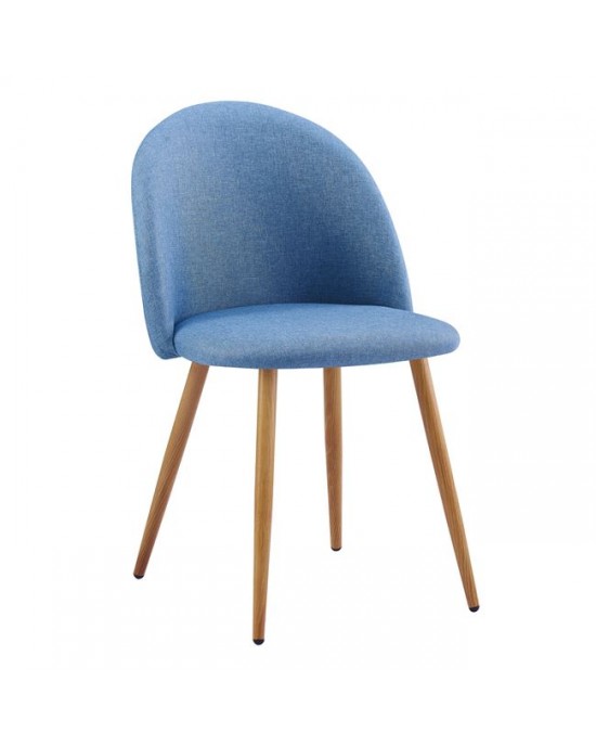 ΕΜ762,3 BELLA Chair Metal Natural Paint/Light Blue Fabric 1 pack / 4 pcs-50x57x81cm