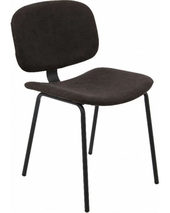 ΕΜ775,3 BARLEY Chair Black Metal/Pu Vintage Black 1 pack / 2 pcs