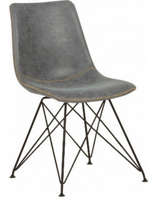 ΕΜ777,1 PANTON Chair Black Metal/Pu Vintage Grey 1 pack / 4 pcs-43x57x81cm