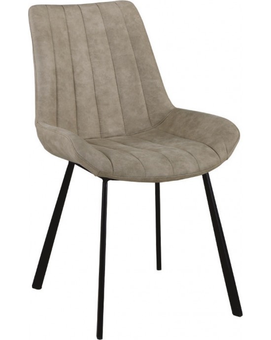 ΕΜ790,3 MATT Chair Black Metal/Suede Beige Fabric 2 pack / 4 pcs