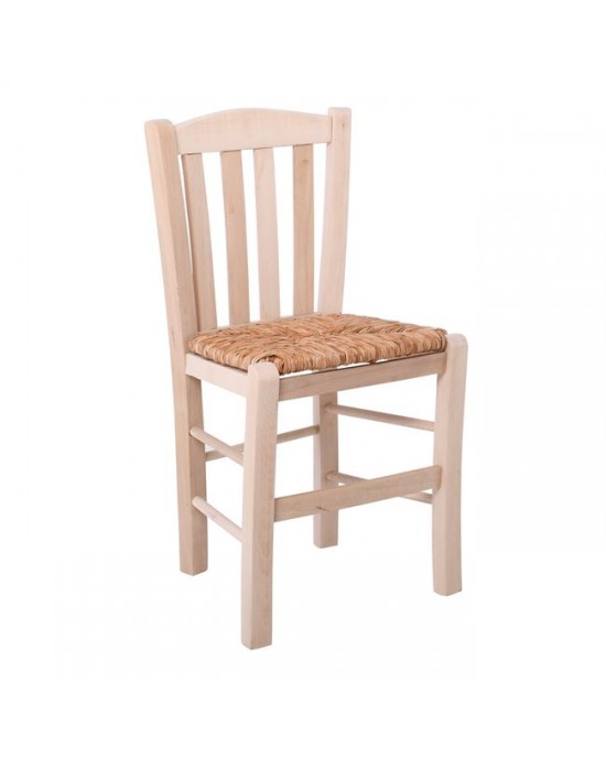 Ρ966,0 CASA Chair Unpainted with Rush Seat -42x45x88cm