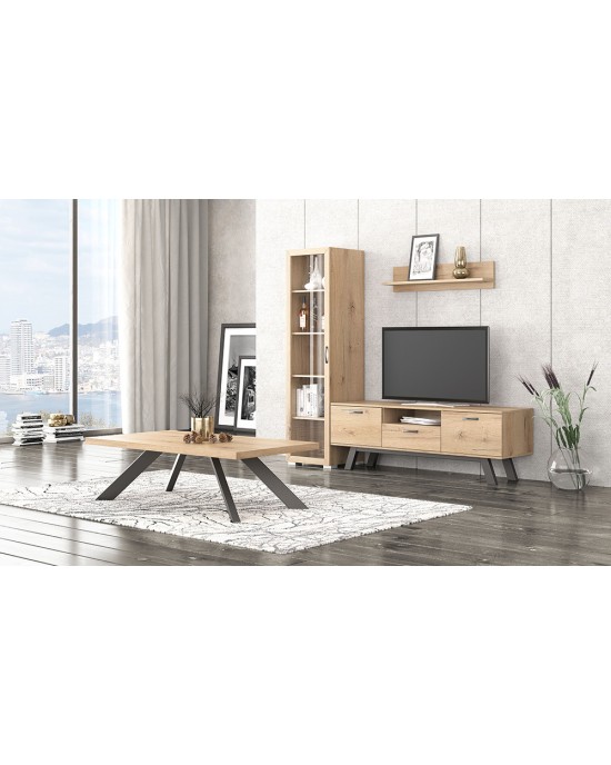 set-tv-no30-no14-meli-150 Composite SET No30-150x44.5 with Coffee Table-No14-120x70- Honey Melamine/Metal