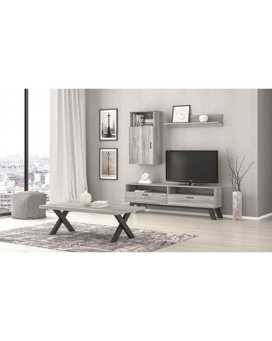 set-tv-no32-no15-staxti-150 Composite SET No32-150x44.5 with Coffee Table-No15-120x70- Ash Grey Melamine/Metal
