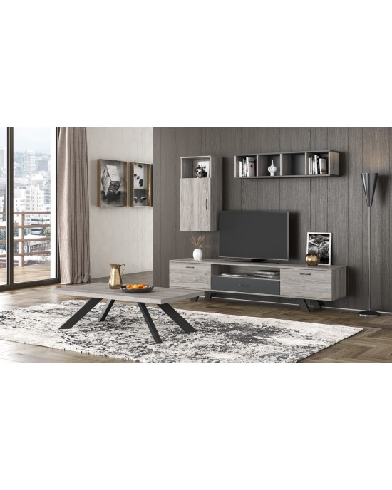 set-tv-no50-no14-staxti Composite SET No50-210x44.5 with Coffee Table-No14-120x70-Ash Grey Melamine/Metal
