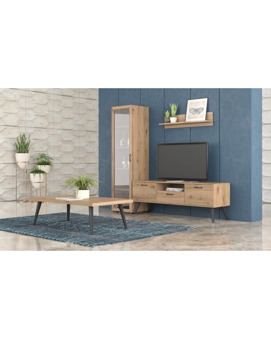 set-tv-no55-no20-meli Composite SET No55-150x44.5 with Coffee Table-No20-120x70- Honey Melamine/Metal