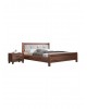 Bed-N16D-150-Walnut Double Bed  No16D Walnut /Ecru Fabric 150x200cm Melamine/MDF/Beech