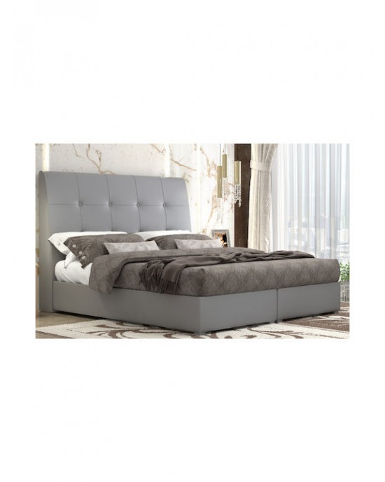 N60-160-pu-grey No60 Κρεβάτι  Διπλό (στρώμα 160x200) Δερματίνη Γκρι/Αποθ.Χώρο