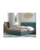 n63-yf-blue-150 No63 Double Bed (for mattress 150x200) Fabric Blue/Walnut Wood