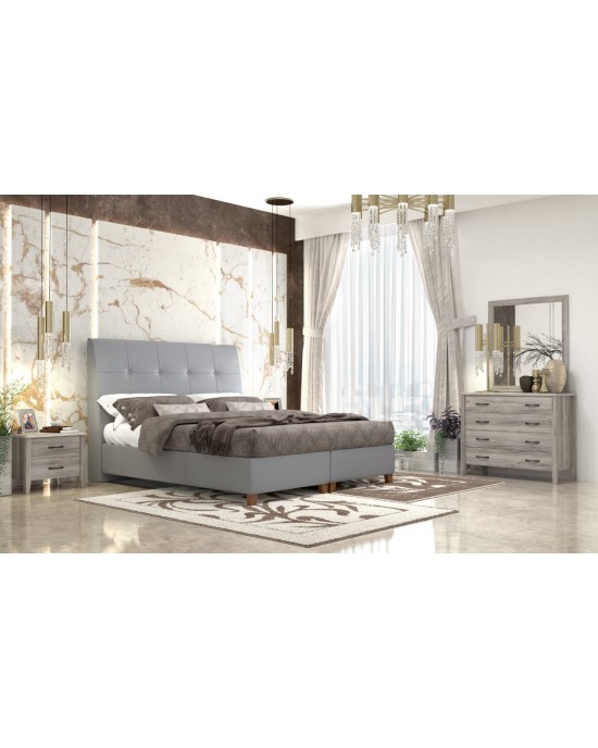 set-N60-160-pu-grey bedroom set No 60 (mattress 160x200) Gray Leather/ Ash Melamine/ Storage