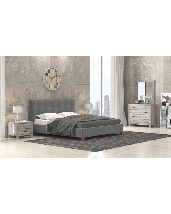set-n62-yf-grey-ash-150 Bedroom Set No 62 (for mattress 150x200) Dark Gray Fabric/ Ash Melamine