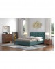 set-n63-yf-blue-150 Bedroom Set No. 63 (for mattress 150x200) Fabric Blue/Walnut /Melamine Wood