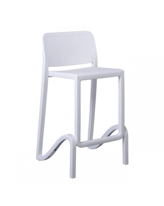 Ε389,1 GIANO PP-UV Bar Stool Stackable White (seat height 65cm) 1 pack / 4 pcs