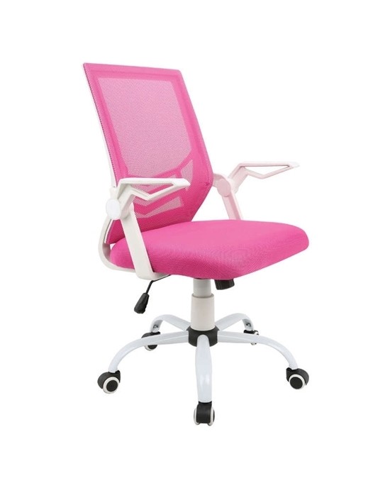 01.0178 A1400-W WHITE / PINK MESH OFFICE ARMCHAIR