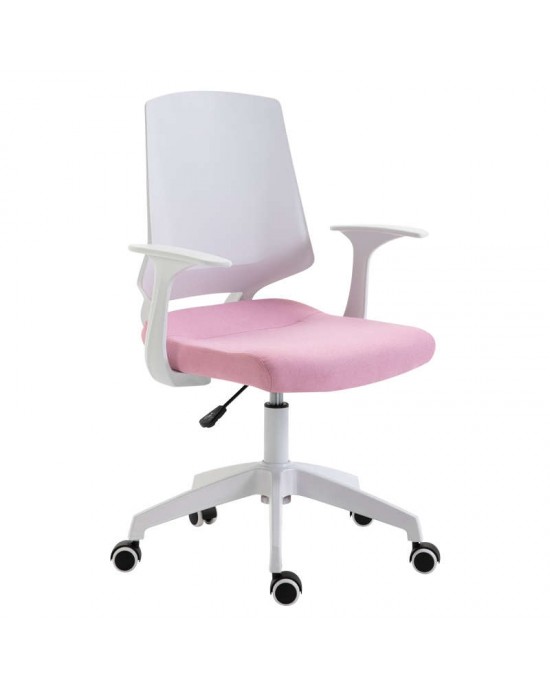 01.0038 A1150-W WHITE / PINK OFFICE ARMCHAIR FABRIC