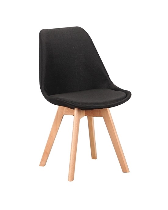 11.1593.S Billy (Σ4) Polypropylene Wooden Dining Chair Black Fabric 48Χ55Χ82cm.