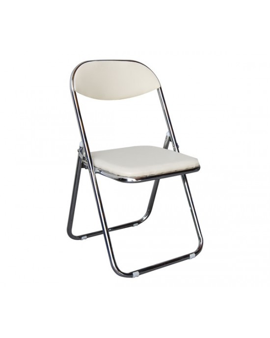 Ε556,2 STAR Καρέκλα Πτυσσόμενη Μέταλλο Χρώμιο, Pu Εκρού 1 pack / 6 pcs 45x49x80cm