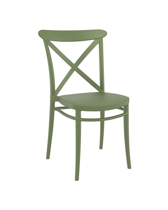 20.0591 Cross Olive Green Polypropylene Chair 51Χ51Χ87cm.