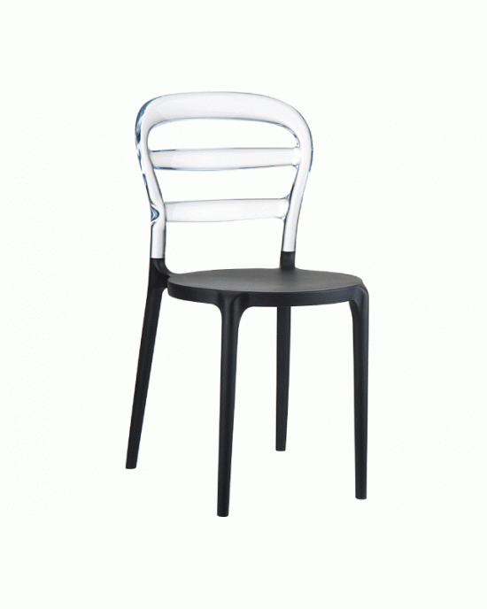 32.0044 Bibi Polypropylene Chair Acrylic Black Transparent 42X50X85cm.