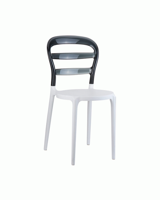 32.0048 Bibi Polypropylene Chair Acrylic White / Black Transparent 42X50X85cm.