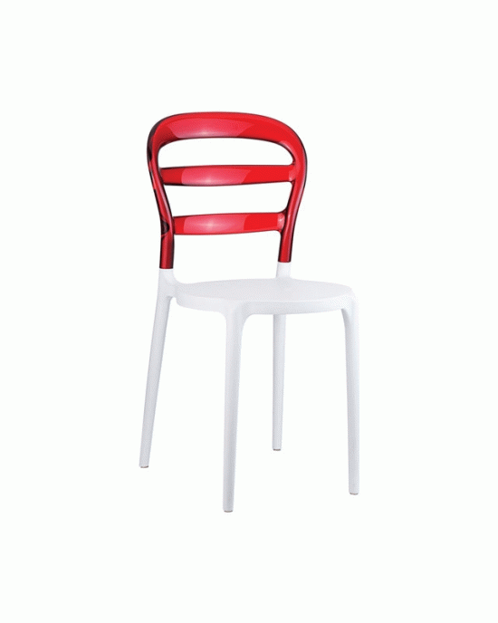 32.0050 Bibi Polypropylene Chair Acrylic White / Red Transparent 42X50X85cm.