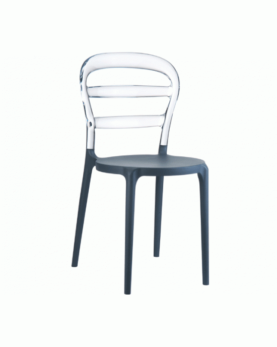 32.0052 Bibi Polypropylene Chair Acrylic Dark Gray Transparent 42X50X85cm.