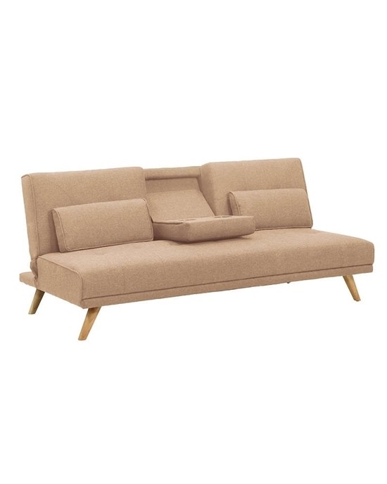 40.0055 Elton Three Seater Sofa Bed Beige Fabric 181X86X78cm.