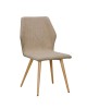 ΕΜ772,1 LETO Chair Natural Wood Color Metal/Light Brown Fabric 2 pack / 4 pcs-49x59x90cm