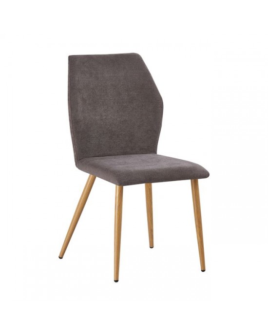 ΕΜ772,3 LETO Chair Natural Wood Color Metal/Grey Brown Fabric 2 pack / 4 pcs