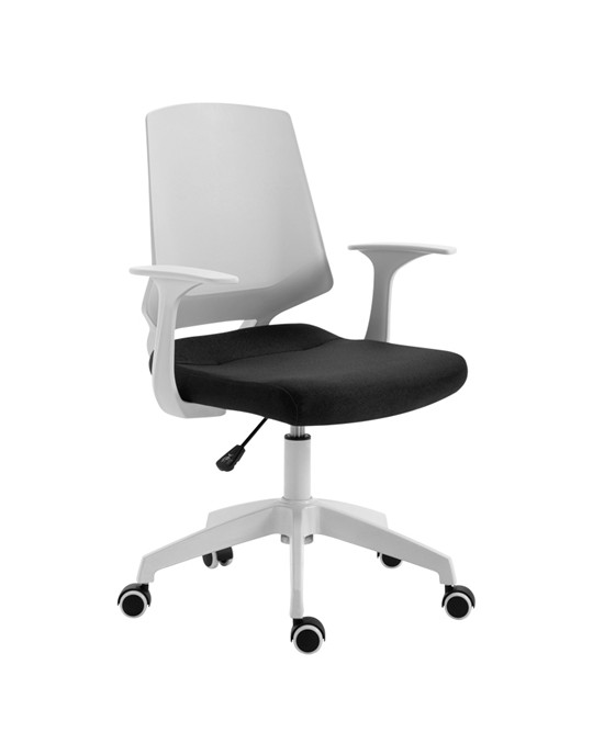 01.0041 A1150-W WHITE / BLACK FABRIC OFFICE ARMCHAIR