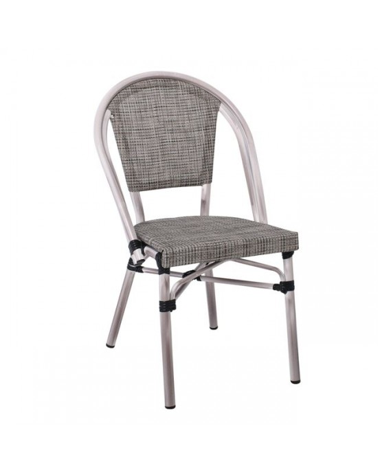 Ε288,1 COSTA Chair Alu Antique Grey/Textilene Beige -50χ55χ85cm