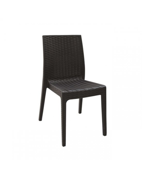 Ε328,3 DAFNE PP-UV Chair Brown (Rattan Look) 46x55x85cm