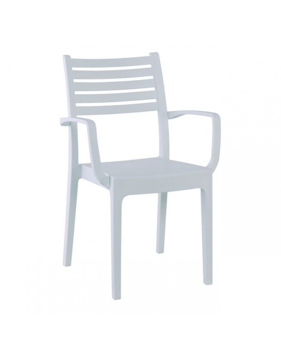 Ε339,1 OLIMPIA Plastic Armchair White 54x52x86cm